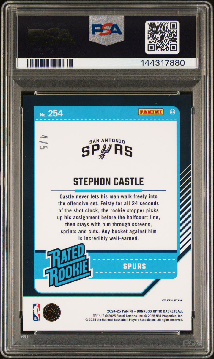 2024 Panini Donruss Optic #254 Stephon Castle Green Glitter /5 PSA 10 POP 1