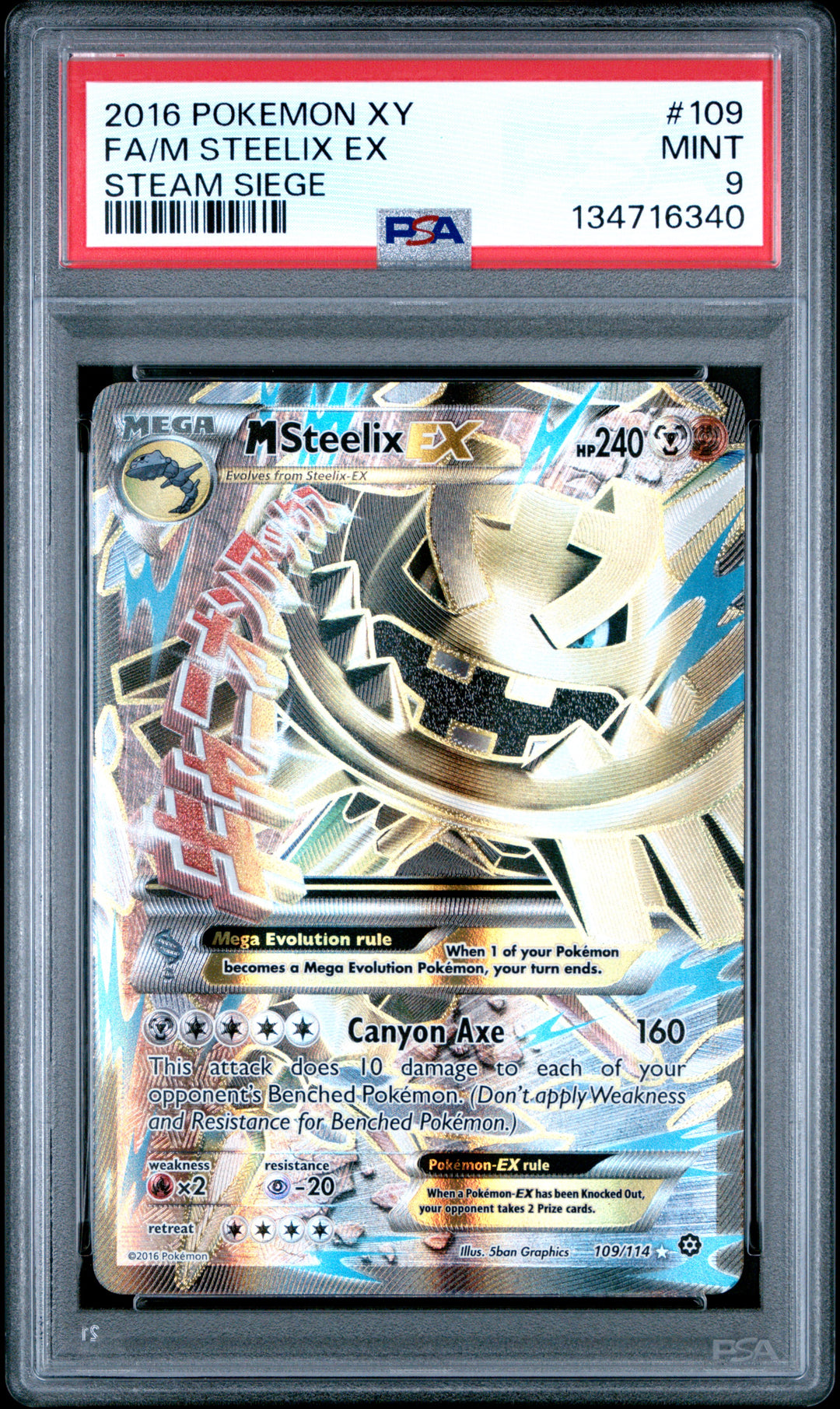 2016 Pokemon Xy Steam Siege #109 Fa/M Steelix Ex Steam Siege PSA 9