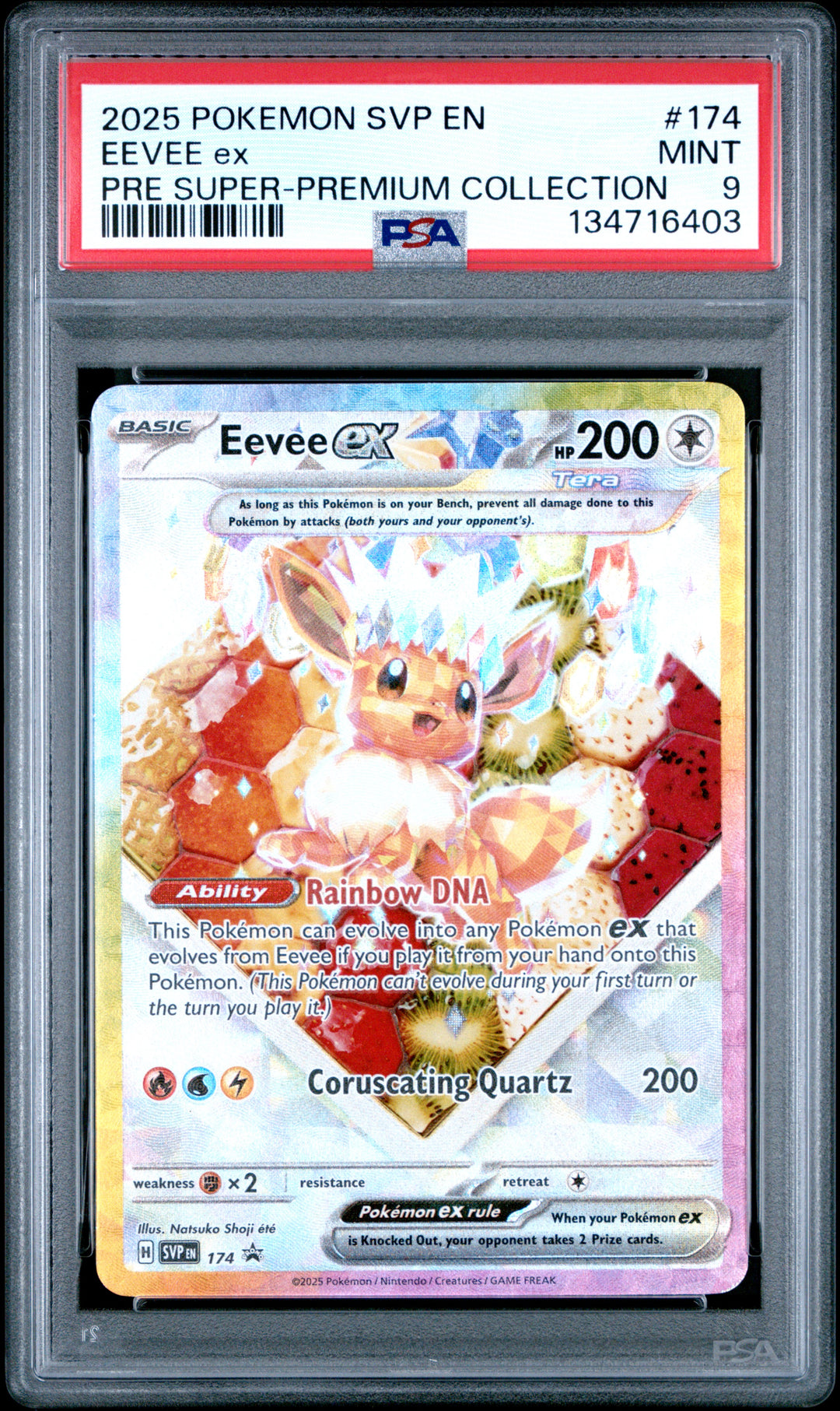 2025 Pokemon Svp En-Sv Black Star Promo #174 Eevee Ex Pre Super-Prem. Co, PSA 9