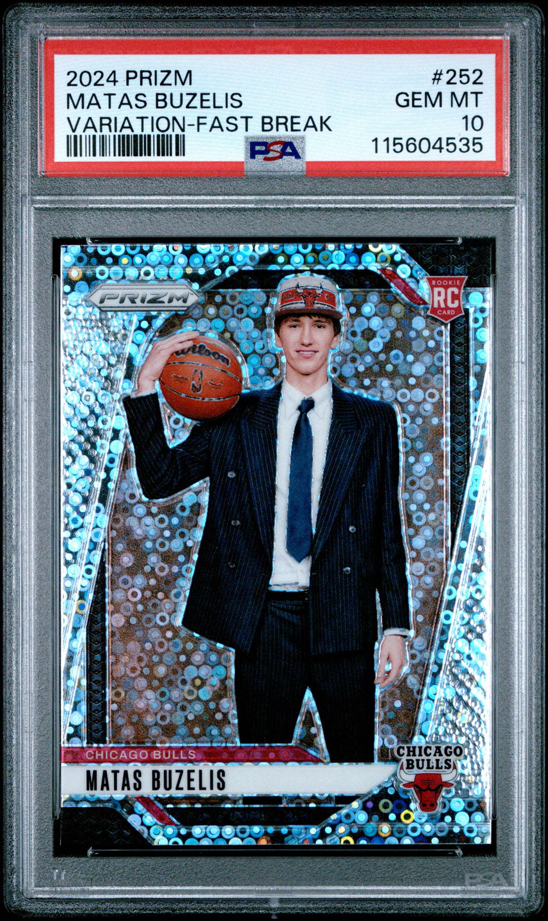 2024 Panini Prizm #252 Matas Buzelis Variation-Fast Break PSA 10