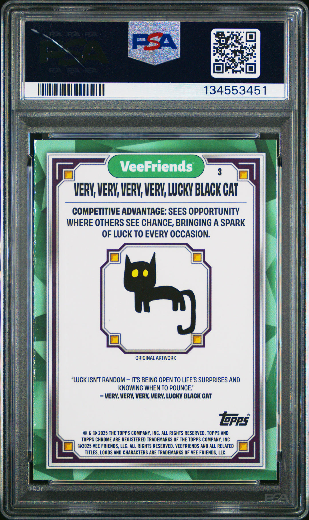 2025 Topps Chrome Veefriends #3 Vvvv Lucky Black Cat PSA 9