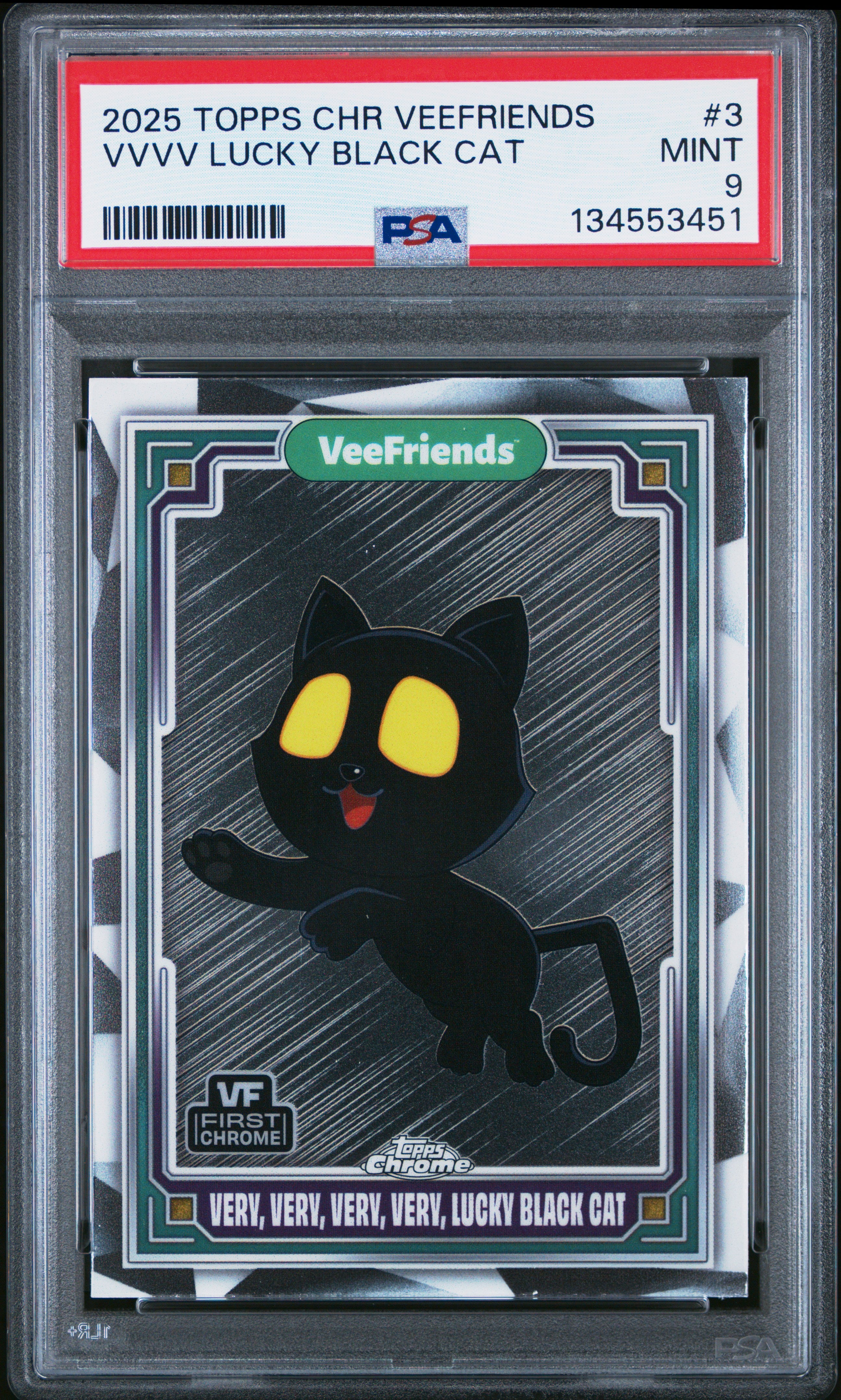 2025 Topps Chrome Veefriends #3 Vvvv Lucky Black Cat PSA 9 – JKY Cards
