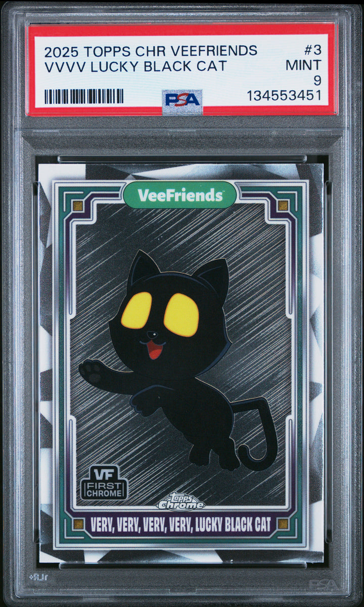 2025 Topps Chrome Veefriends #3 Vvvv Lucky Black Cat PSA 9