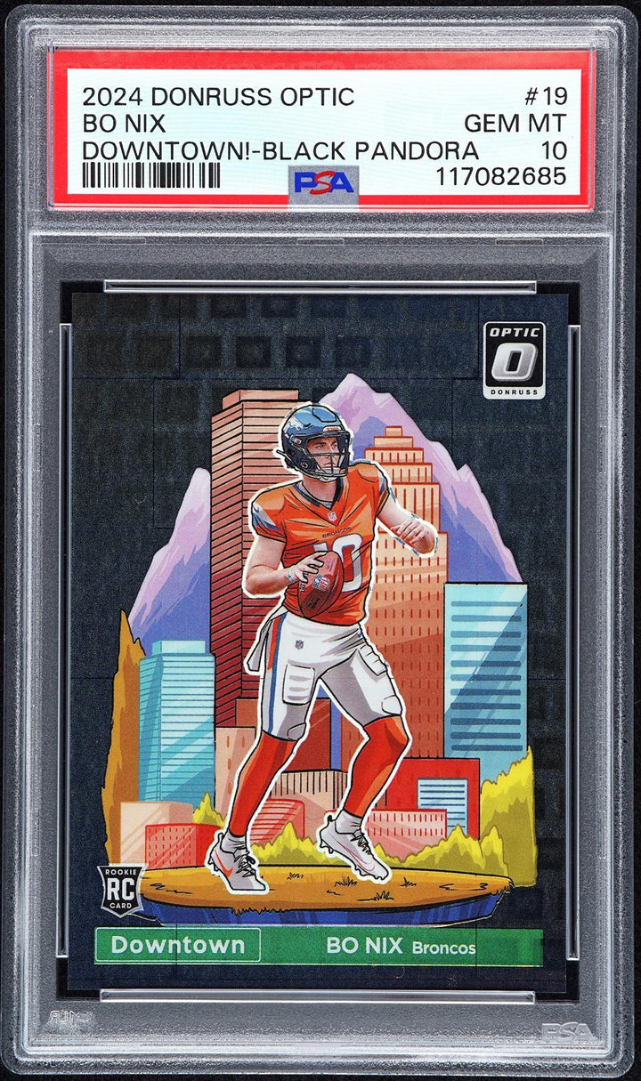 2024 Panini Donruss Optic Downtown! #19 Bo Nix Downtown!-Black Pandora PSA 10