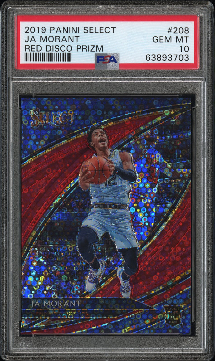 2019 Panini Select #208 Ja Morant Red Disco Prizm PSA 10 RC /25