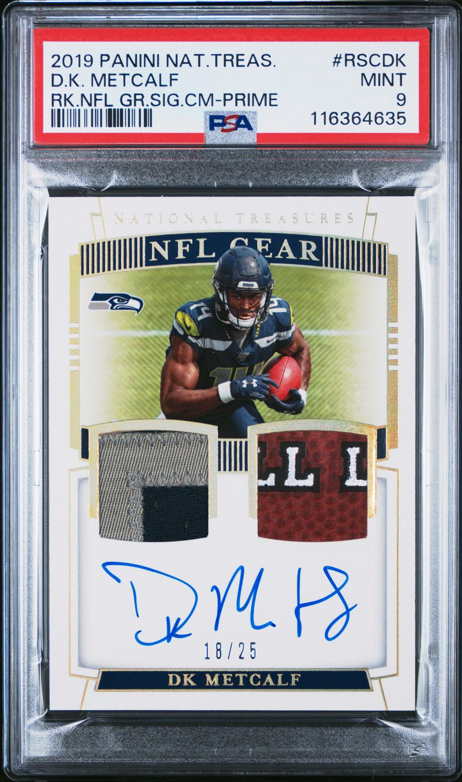 2019 Panini National Treasures Rookie Nfl Gear Signature D.K. Metcalf  PSA 9 /25