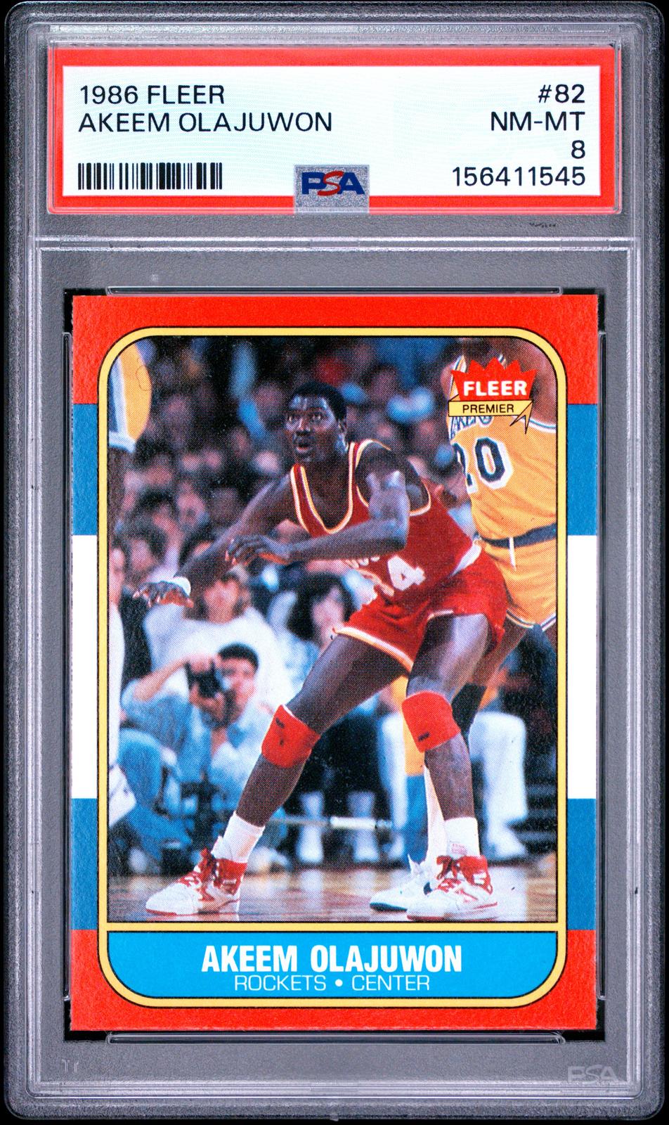 1986-87 Fleer #82 Akeem Olajuwon PSA 8