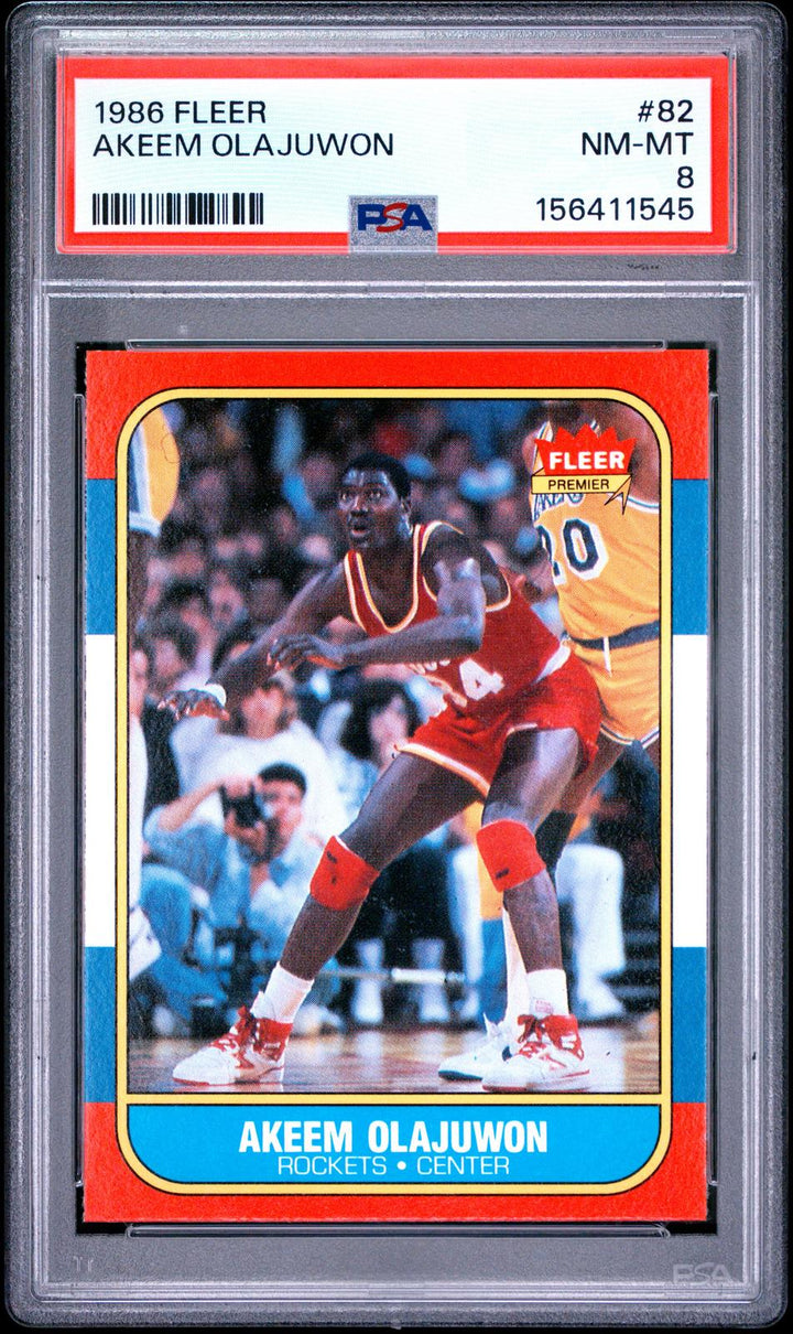 1986-87 Fleer #82 Akeem Olajuwon PSA 8