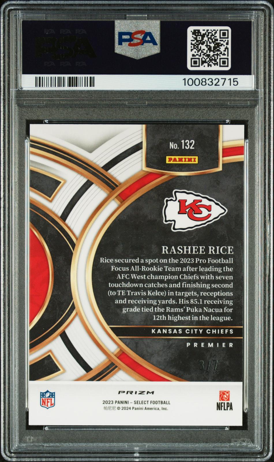 2023 Panini Select #132 Rashee Rice Neon Orange Pulsar PSA 10