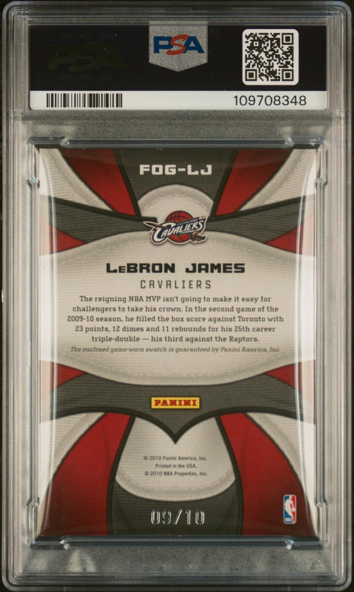 2009 Panini Certified Fabric Of The Game Lebron James /10 PSA 6
