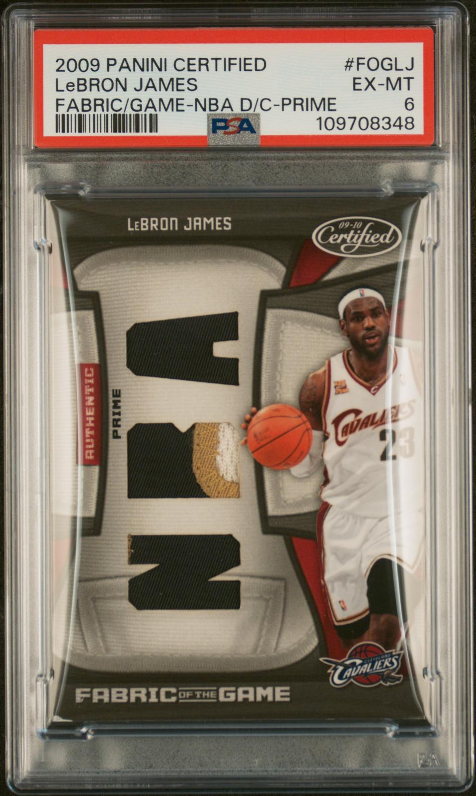 2009 Panini Certified Fabric Of The Game Lebron James /10 PSA 6