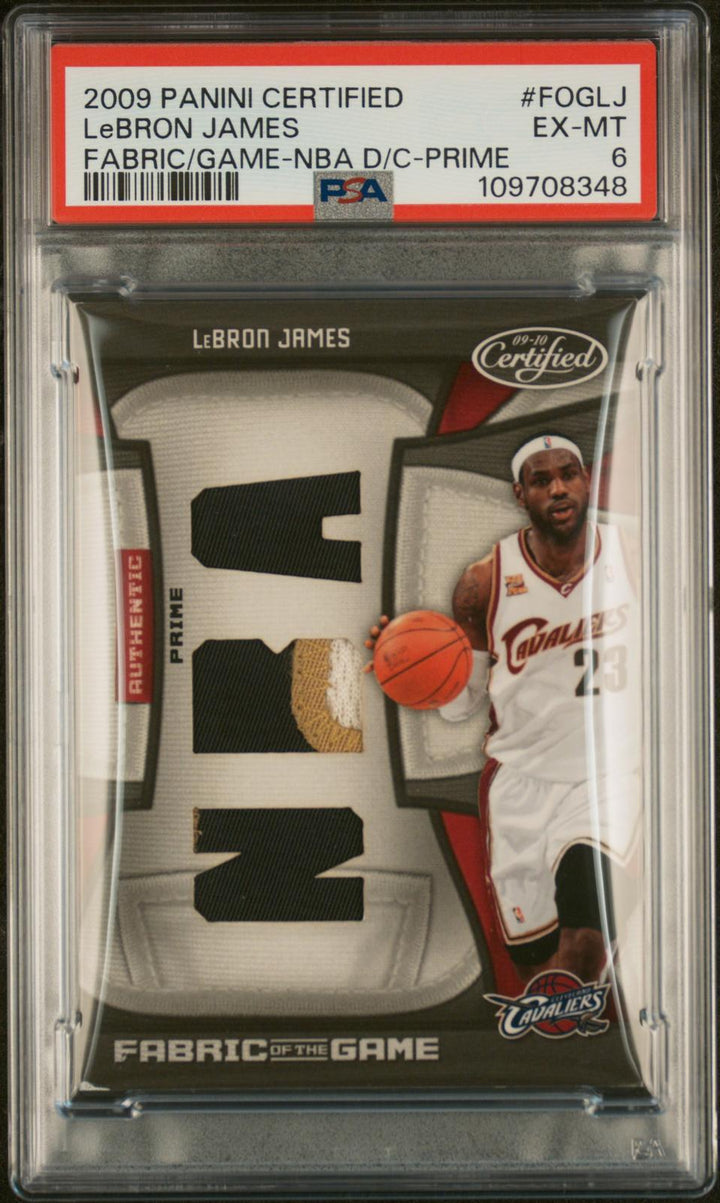 2009 Panini Certified Fabric Of The Game Lebron James /10 PSA 6